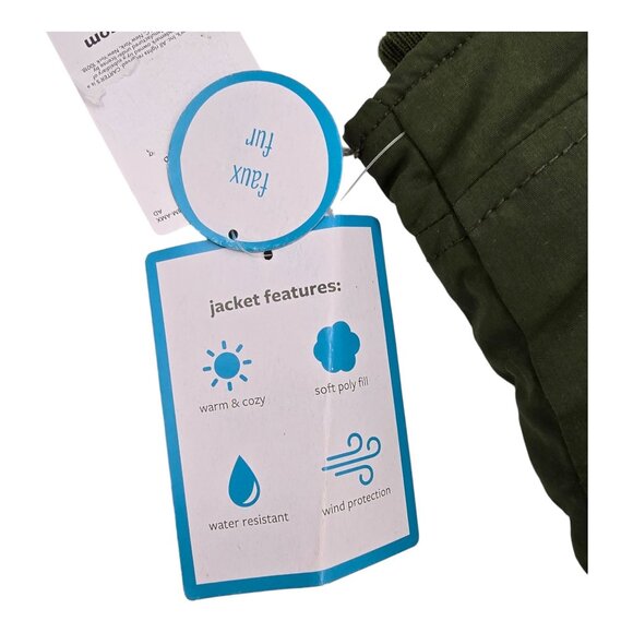 Carters Parka Jacket 18M Sherpa Lined Hooded Olive Green Faux Fur Trim NWT - Picture 12 of 15